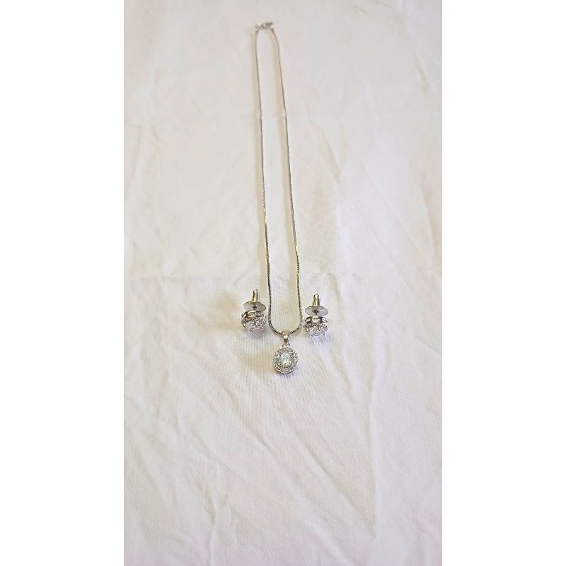 Silver Emie Diamond Pendant Set