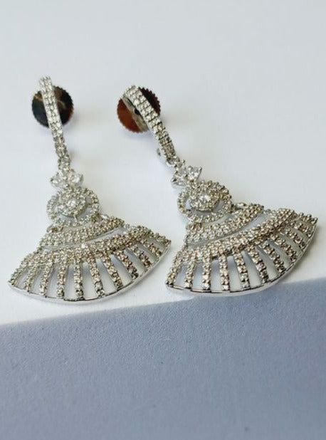 American Diamond Silver Falak Dangle Earrings