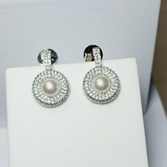 AD Silver Fenal Drop Earrings