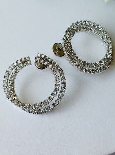 American Diamond Silver Hemal Stud Earrings