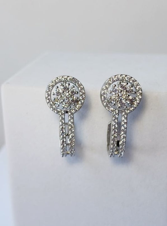 American Diamond Silver Hina Bali Earrings
