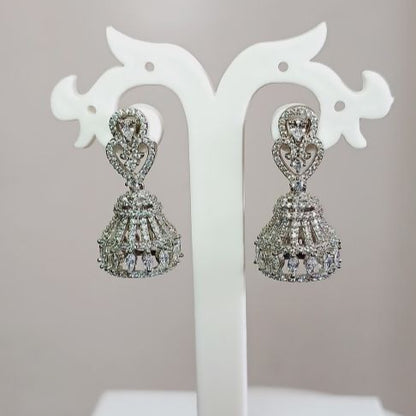 American Diamond Silver Kanya Jhumki  Earrings