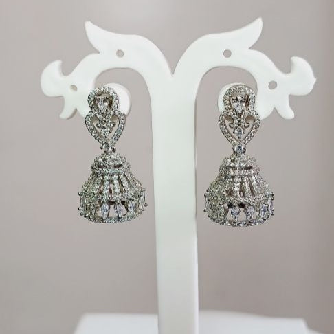 American Diamond Silver Kanya Jhumki  Earrings