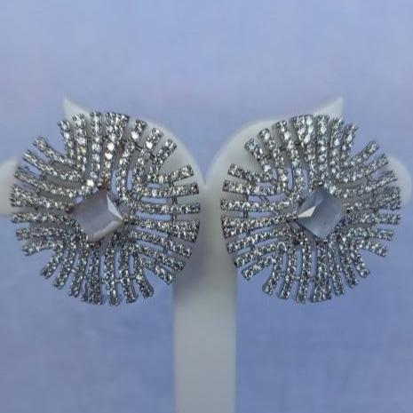 American Diamond Silver Lavanya - Grey Stud Earrings