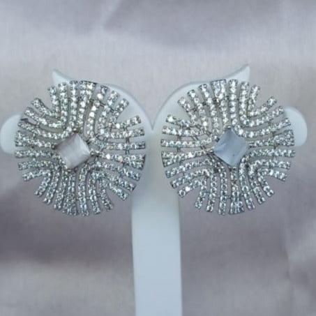 Silver Lavanya Studs - Grey