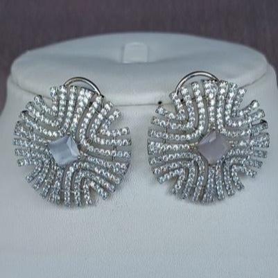 Silver Lavanya Studs - Grey