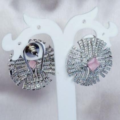 Silver Lavanya Studs - Pink