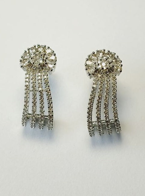 American Diamond Silver Meeta Bali Earrings 