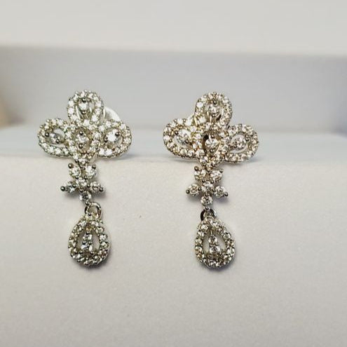 Silver Minsa American Diamond Studs Earrings