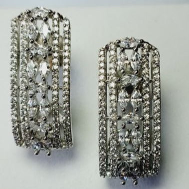 American Diamond Silver Navya Bali Earrings