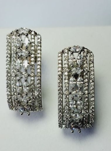American Diamond Silver Navya Bali Earrings 