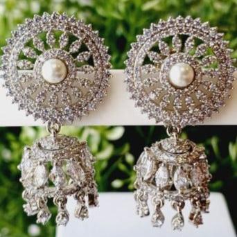 Silver Nidhi Studs Jhumki