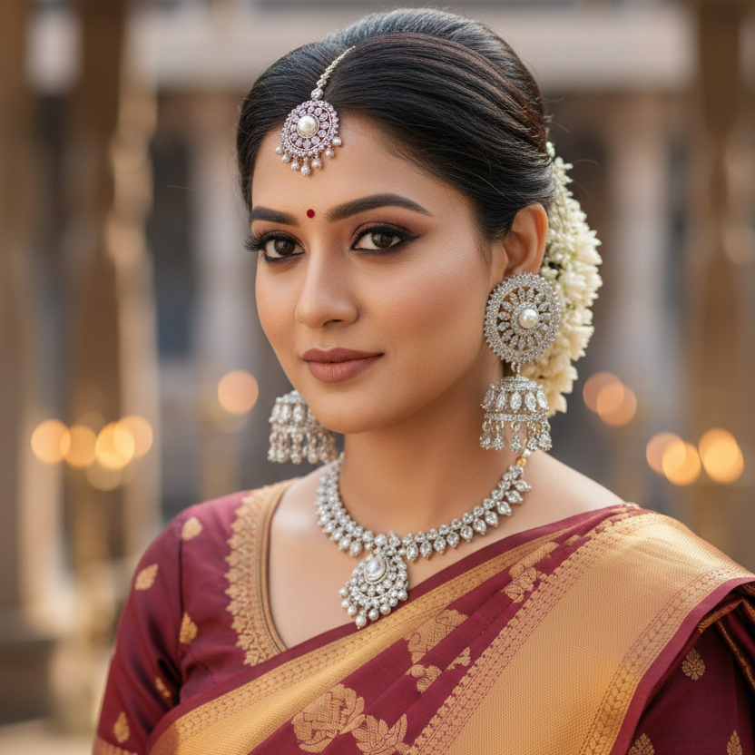 Silver Nidhi Studs Jhumki