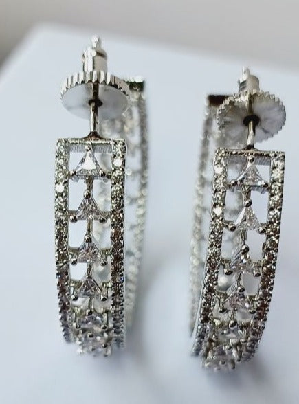 American Diamond Silver Olivia Hoop Earrings 