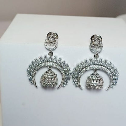 Silver Ovee Chandbali Jhumki