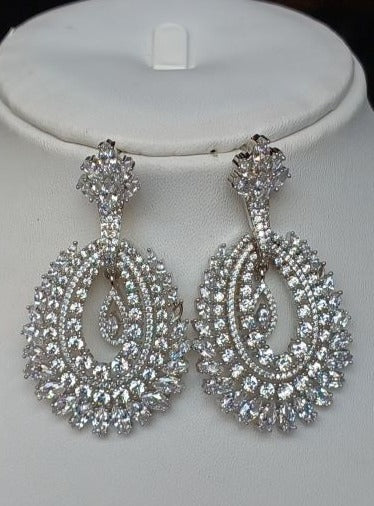 American Diamond Silver Richa Dangle Earring