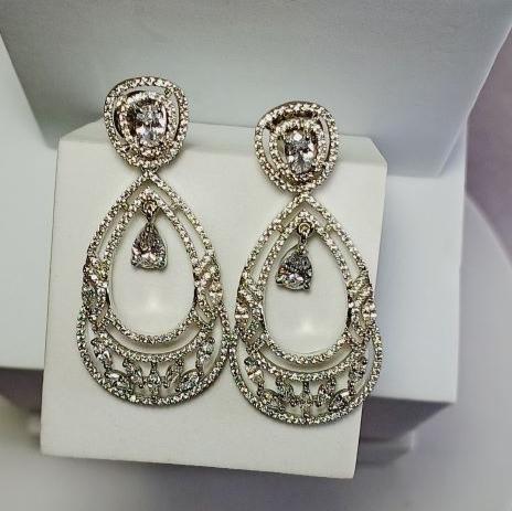 American Diamond Silver Risha Dangler Earrings