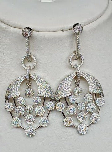 American Diamond Silver Roopa Dangle earrings