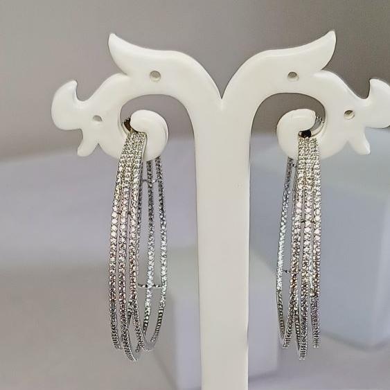 American Diamond Silver Sahana Hoop Earrings