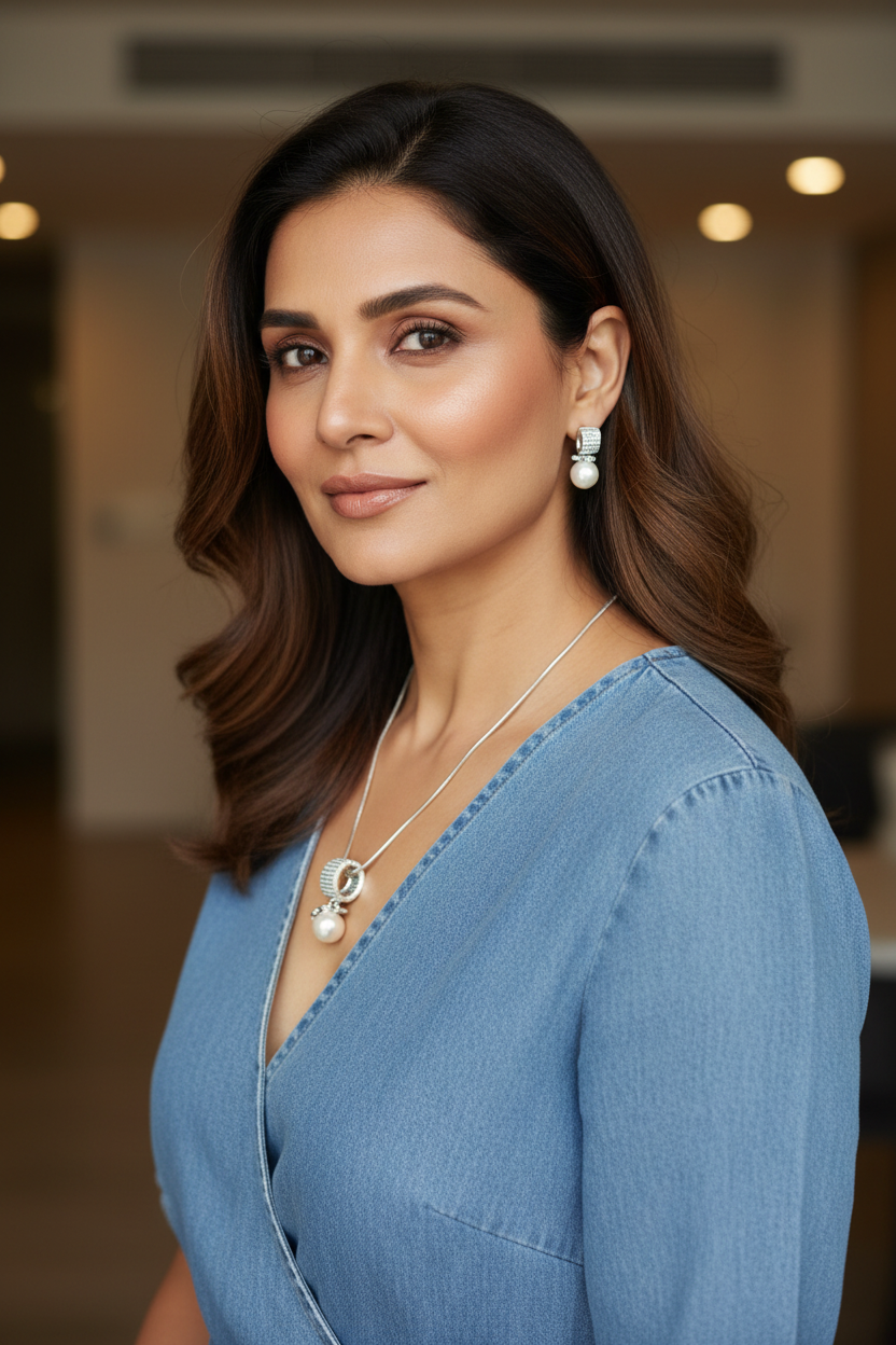 Silver Samora Diamond Pendant Set