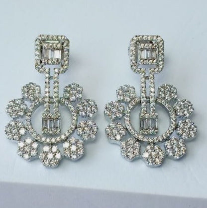 American Diamond Silver Sarah Drop Earrings 