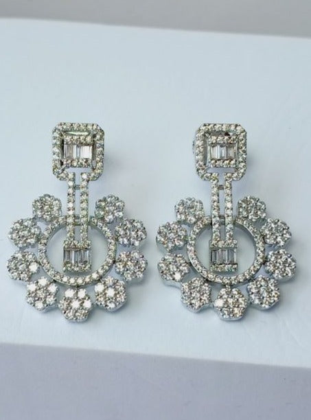 American Diamond Silver Sarah Drop Earrings 