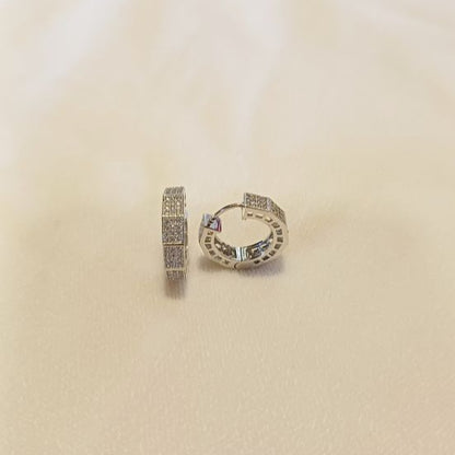 Silver Shloka Diamond Hoops