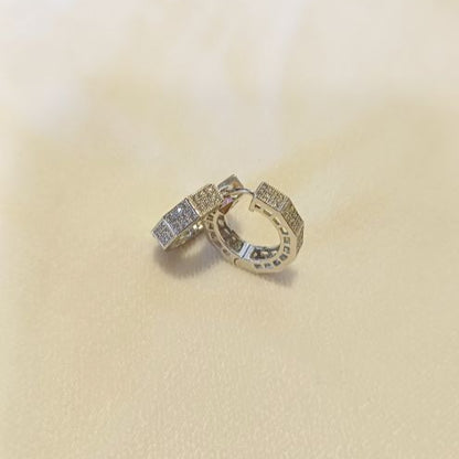 Silver Shloka Diamond Hoops