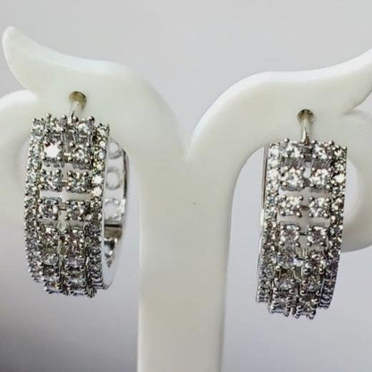 American Diamond Silver Soha Hoop Earrings 
