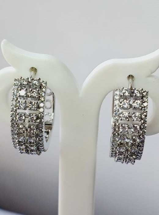 American Diamond Silver Soha Hoop Earrings 