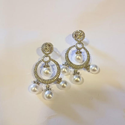 Silver Tanhi Diamond Danglers