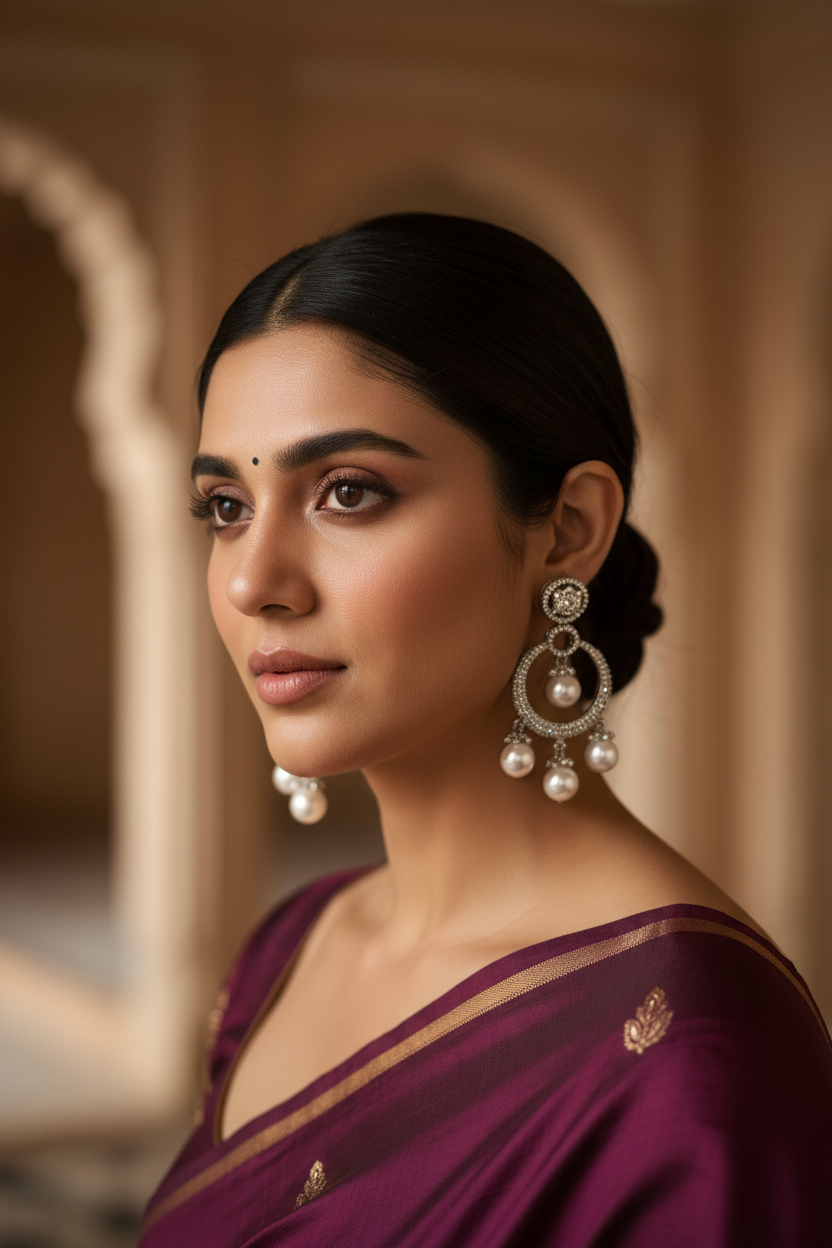 Silver Tanhi Diamond Danglers