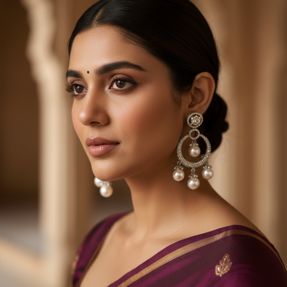 Silver Tanhi Diamond Danglers