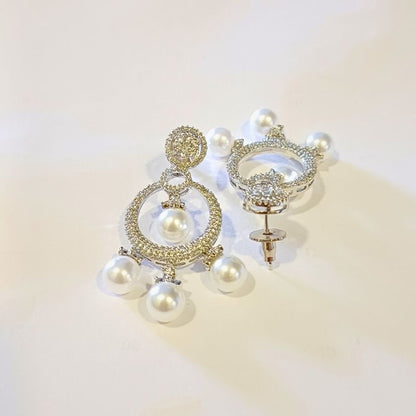 Silver Tanhi Diamond Danglers
