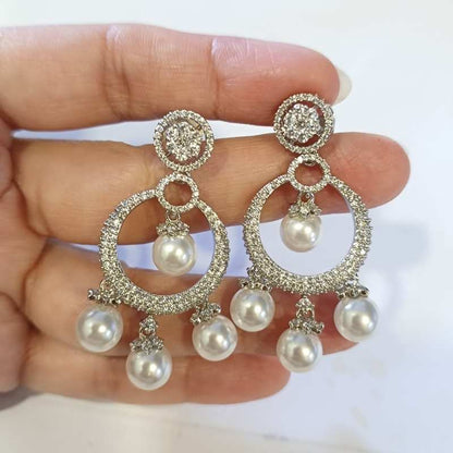 Silver Tanhi Diamond Danglers