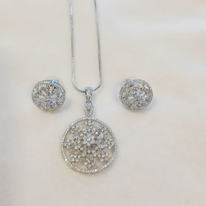 American Diamond Silver Ubika Pendant Set
