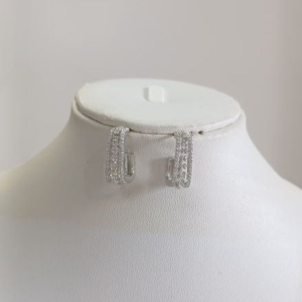 American Diamond Silver Uttara Bali Earrings 