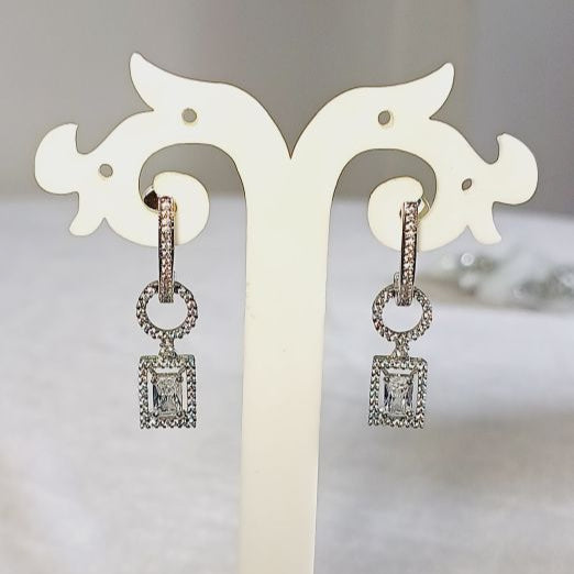 Silver Vamika American Diamond Drop Earrings