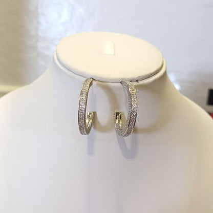 American Diamond Silver Yashvi Hoop Earrings
