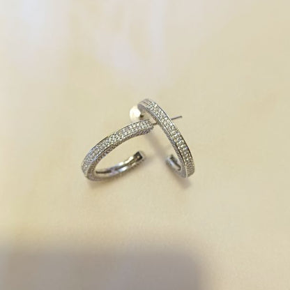 Silver Yashvi Diamond Hoops