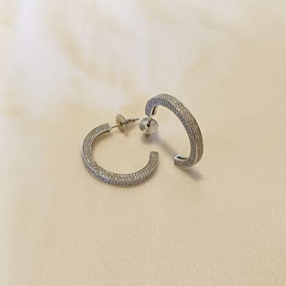 Silver Yashvi Diamond Hoops