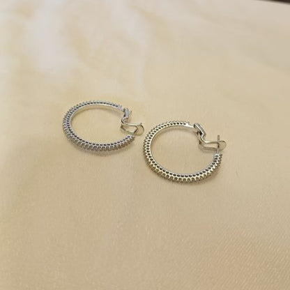 American Diamond Silver Yuktha Hoop Earrings