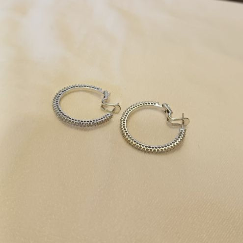 American Diamond Silver Yuktha Hoop Earrings