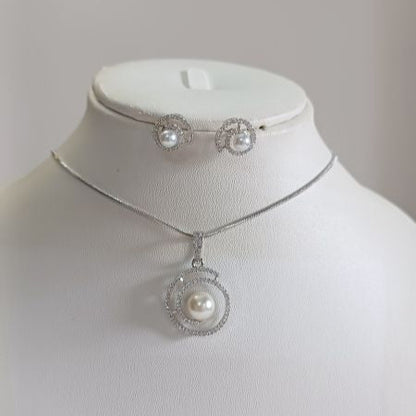 American Diamond Silver Zaaei Pendant Set 