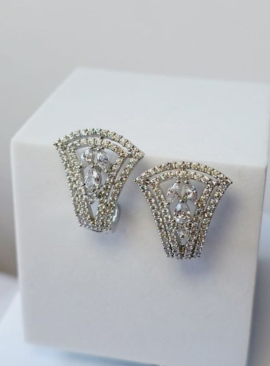 American Diamond Silver Zarna Bali Earrings 
