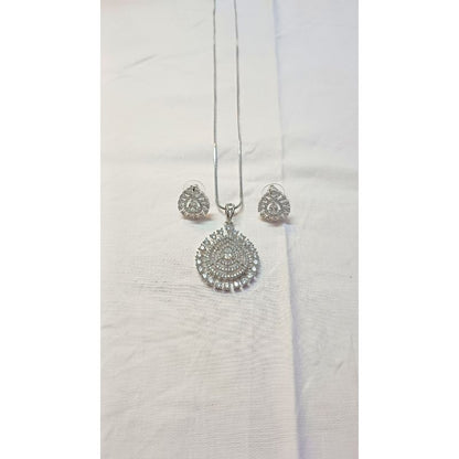 Silver Amra Diamond Pendant Set