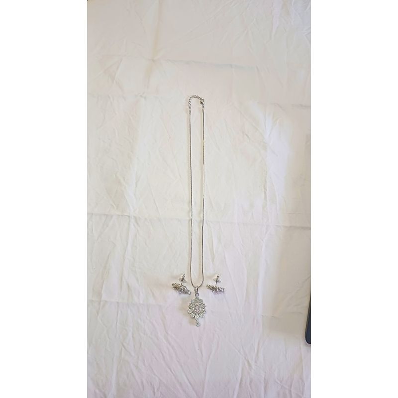 Silver Anyla Diamond Pendant Set