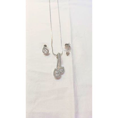 Silver Bharti Diamond Pendant Set