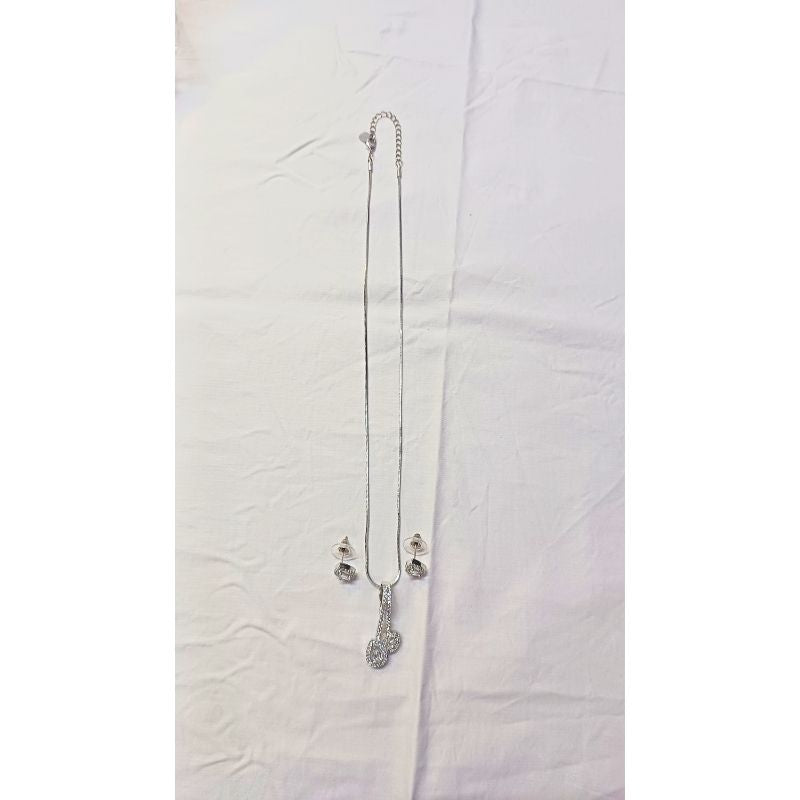 Silver Bharti Diamond Pendant Set