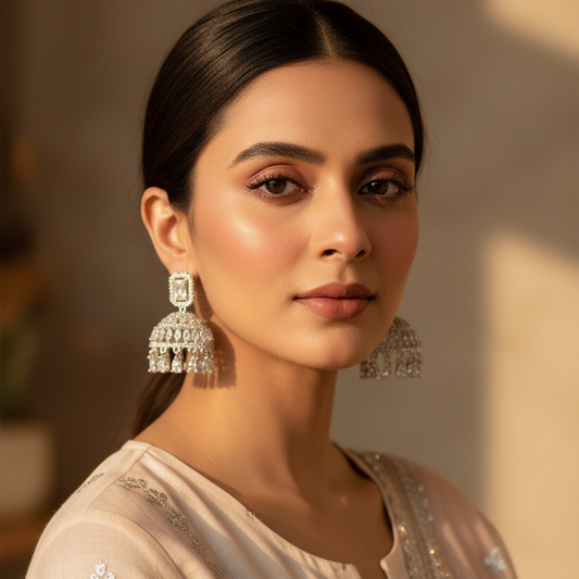 Silver Pakhi Jhumkis